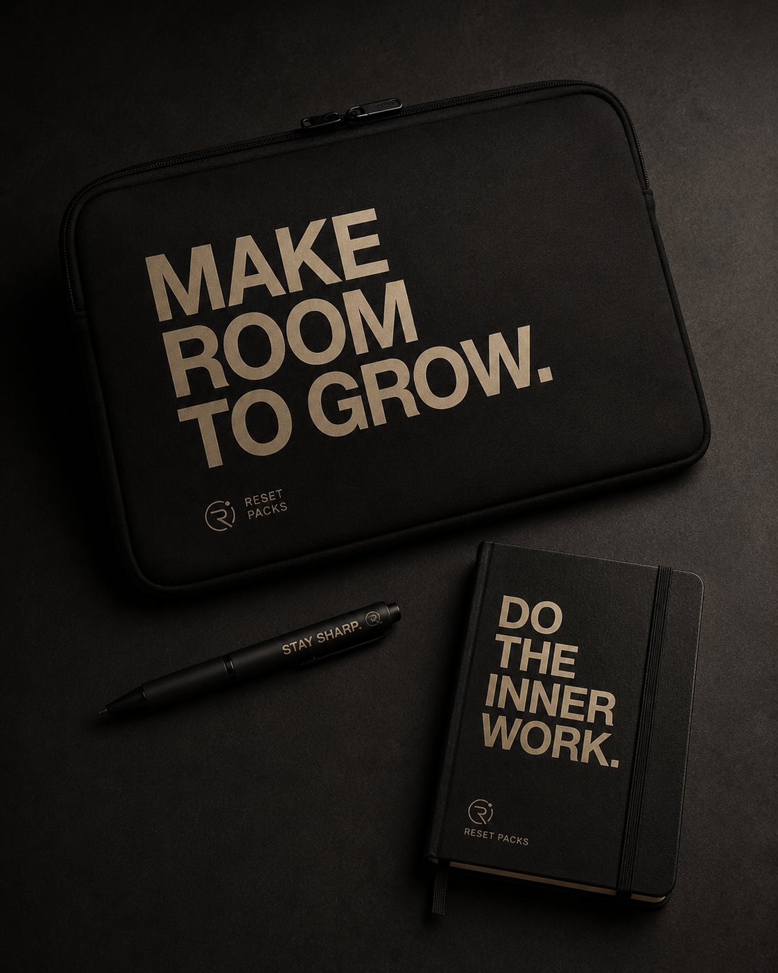 Reset Packs gear — Make Room to Grow, Do the Inner Work, Stay Sharp